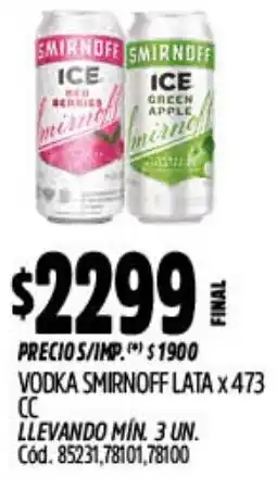 Supermercados Yaguar Smirnoff vodka lata oferta