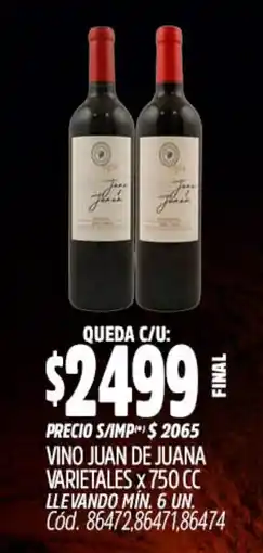 Supermercados Yaguar Juan de juana vino varietales oferta