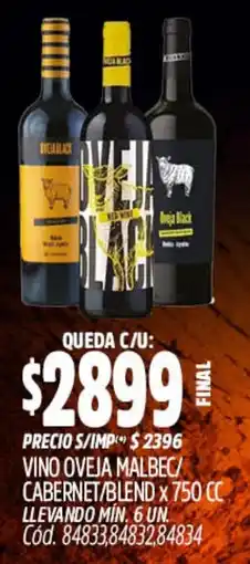 Supermercados Yaguar Vino oveja malbec/ cabernet/blend oferta
