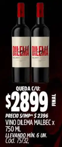 Supermercados Yaguar Dilema vino malbec oferta