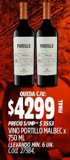 Supermercados Yaguar Portillo vino malbec oferta