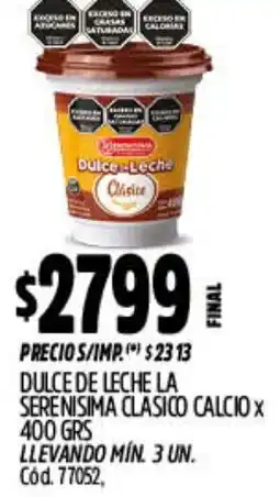 Supermercados Yaguar Dulce de leche la serenisima clasico calcio oferta