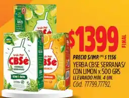 Supermercados Yaguar Cbse yerba serranas/ con limon oferta
