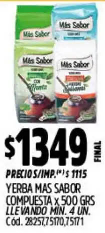 Supermercados Yaguar Mas sabor yerba compuesta oferta