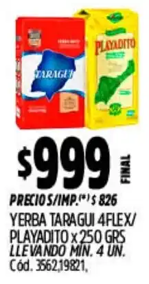 Supermercados Yaguar Taragui 4flex/ playadito yerba oferta