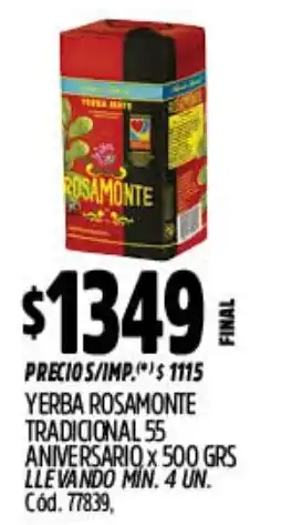 Supermercados Yaguar Rosamonte yerba tradicional 55 aniversario oferta