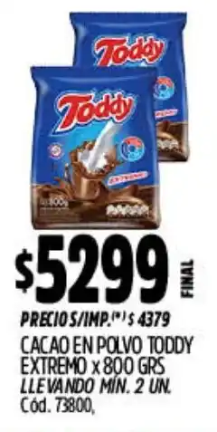 Supermercados Yaguar Toddy cacao en polvo extremo oferta
