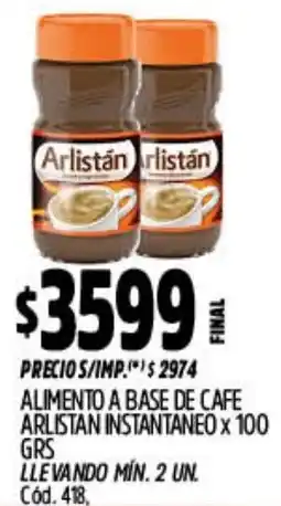 Supermercados Yaguar Arlistán alimento a base de cafe instantaneo oferta