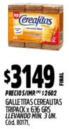 Supermercados Yaguar Cerealitas galletitas tripack oferta