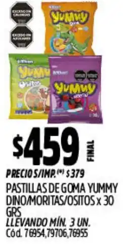 Supermercados Yaguar Yummy pastillas de goma dino/moritas/ositos oferta