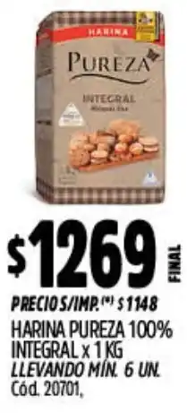 Supermercados Yaguar Pureza harina 100% integral oferta