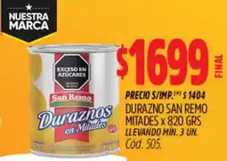 Supermercados Yaguar San remo durazno mitades oferta