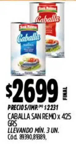 Supermercados Yaguar San remo caballa oferta