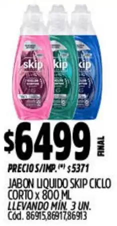 Supermercados Yaguar Skip jabon liquido ciclo corto oferta