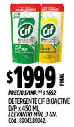 Supermercados Yaguar Cif detergente bioactive d/p oferta