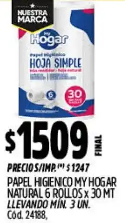 Supermercados Yaguar My hogar papel higienico natural oferta