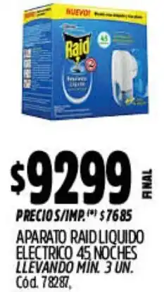 Supermercados Yaguar Raid aparato liquido electrico 45 noches oferta