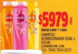 Supermercados Yaguar Sedal shampoo/ acondicionador oferta