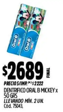 Supermercados Yaguar Oral B dentrifico mickey oferta