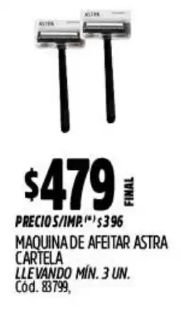 Supermercados Yaguar Astra maquina de afeitar cartela oferta
