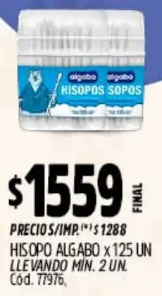 Supermercados Yaguar Algabo hisopo oferta