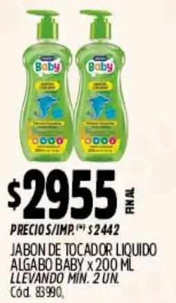 Supermercados Yaguar Algabo baby jabon de tocador liquido oferta