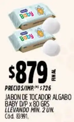 Supermercados Yaguar algabo baby jabon de tocador d/p oferta