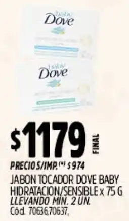 Supermercados Yaguar Dove jabon tocador baby hidratacion/sensible oferta