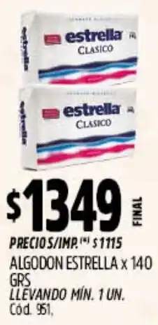 Supermercados Yaguar Estrella algodon oferta