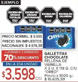 Carrefour Oreo galletitas chocolate rellena de vainilla oferta