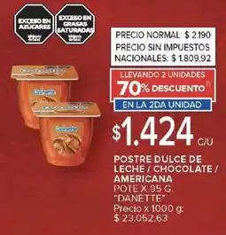 Carrefour Danette postre dulce de leche / chocolate/ americana pote oferta