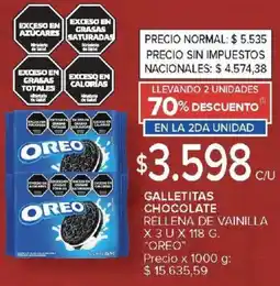 Carrefour Oreo galletitas chocolate rellena de vainilla oferta