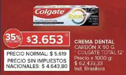 Carrefour Colgate total 12 crema dental carbón oferta