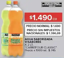 Carrefour Carrefour classic agua saborizada v/sabores oferta