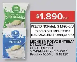 Carrefour Carrefour classic leche en polvo entera/ descremada pouch oferta