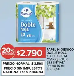 Carrefour Carrefour essential papel higiénico doble hoja oferta
