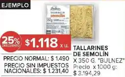 Carrefour Bulnez tallarines de semolín oferta
