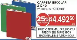 Carrefour Kit dark carpeta escolar v/ colores oferta