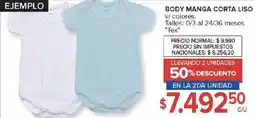 Carrefour Tex body manga corta liso v/ colores oferta