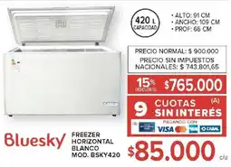 Carrefour Bluesky freezer horizontal blanco oferta