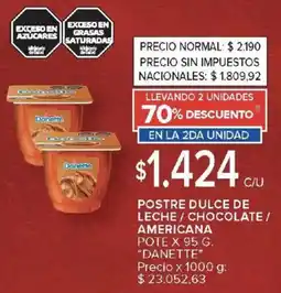 Carrefour Danette postre dulce de leche / chocolate/ americana pote oferta