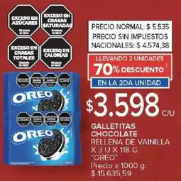 Carrefour Oreo galletitas chocolate rellena de vainilla oferta