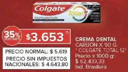 Carrefour Colgate total 12 crema dental carbón oferta