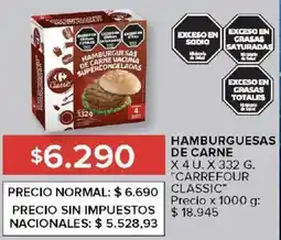 Carrefour Carrefour classic hamburguesas de carne oferta