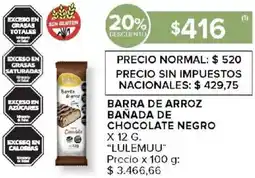 Carrefour Lulemuu barra de arroz bañada de chocolate negro oferta