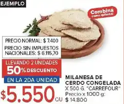 Carrefour Carrefour milanesa de cerdo congelada oferta