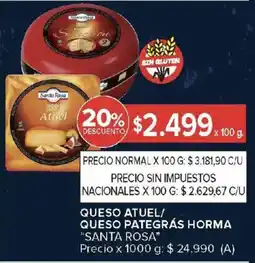 Carrefour Santa rosa queso atuel/ queso pategrás horma oferta