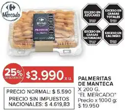 Carrefour El mercado palmeritas de manteca oferta