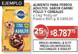 Carrefour Pedigree alimento para perros adultos sabor carne/ pollo y cereales oferta