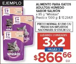 Carrefour Whiskas alimento para gatos adultos húmedo sabor salmón oferta